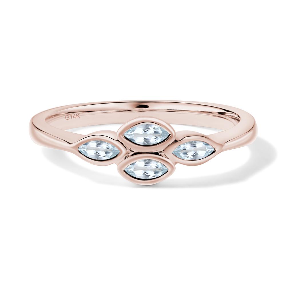 Marquise Cut Aquamarine Bezel Cluster Ring - LUO Jewelry #metal_14k rose gold
