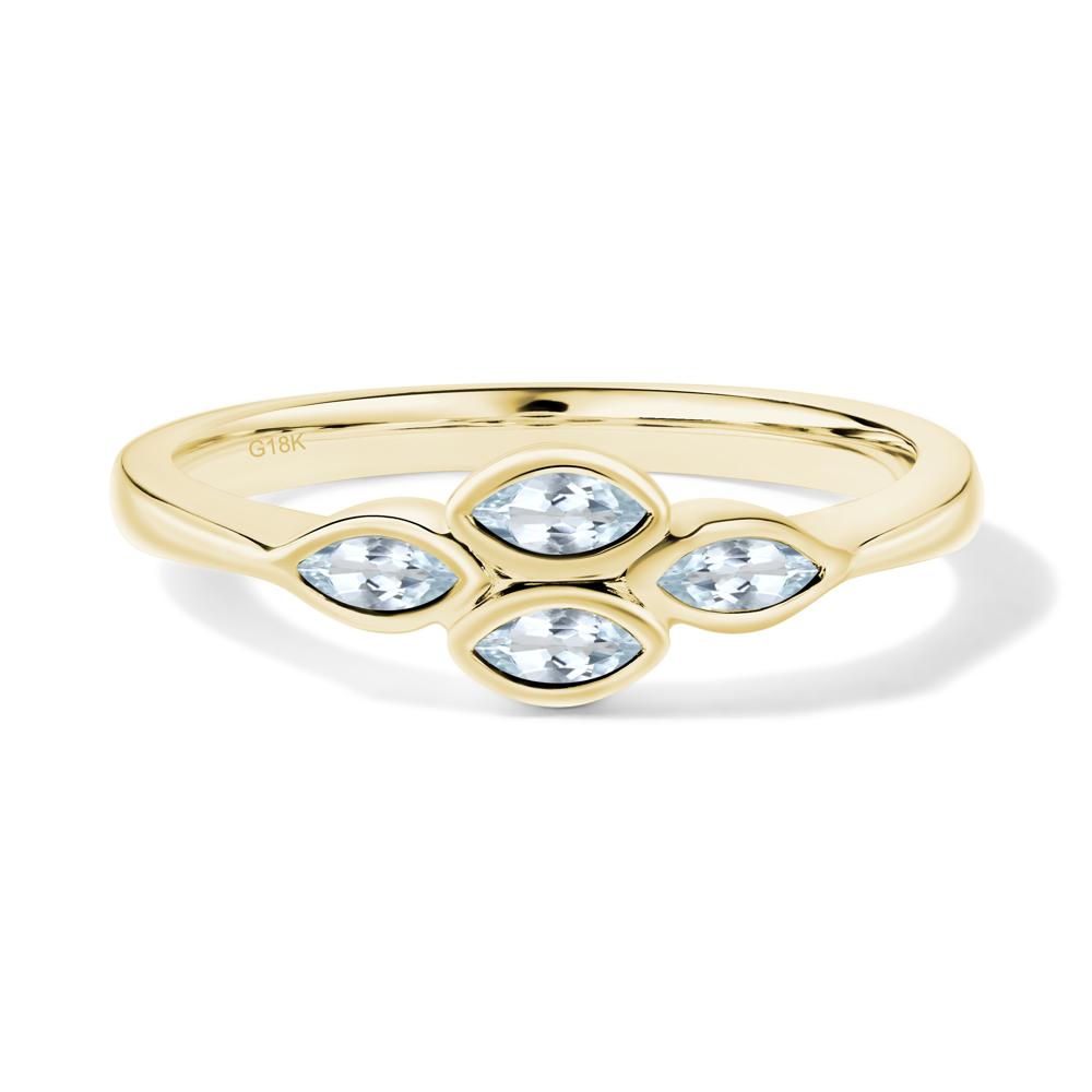 Marquise Cut Aquamarine Bezel Cluster Ring - LUO Jewelry #metal_18k yellow gold
