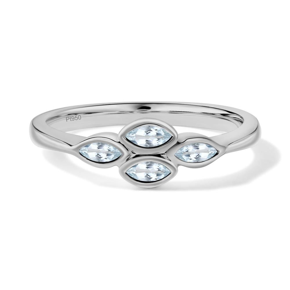 Marquise Cut Aquamarine Bezel Cluster Ring - LUO Jewelry #metal_platinum