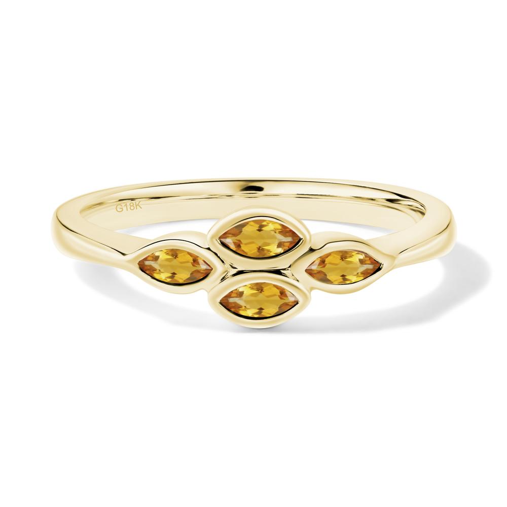 Marquise Cut Citrine Bezel Cluster Ring - LUO Jewelry #metal_18k yellow gold