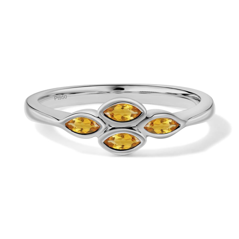 Marquise Cut Citrine Bezel Cluster Ring - LUO Jewelry #metal_platinum