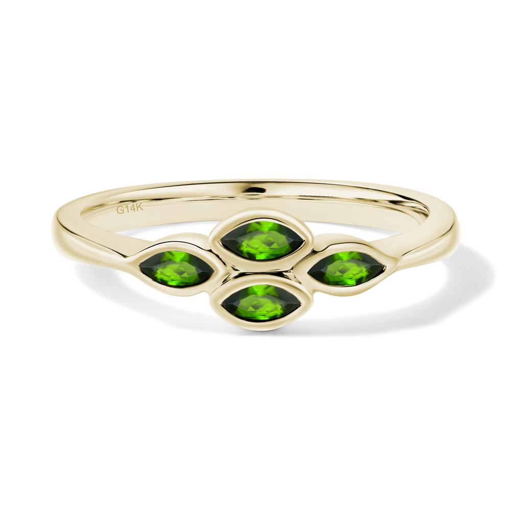 Marquise Cut Diopside Bezel Cluster Ring - LUO Jewelry #metal_14k yellow gold