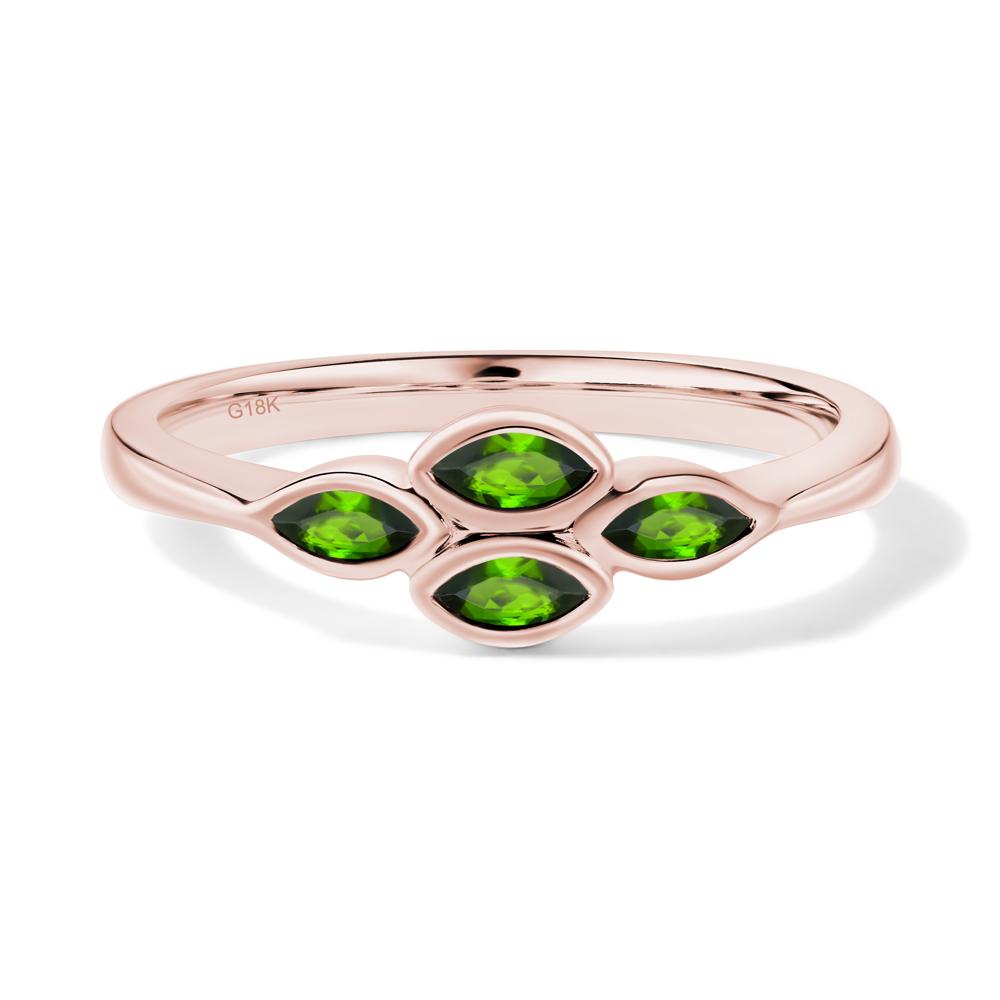 Marquise Cut Diopside Bezel Cluster Ring - LUO Jewelry #metal_18k rose gold