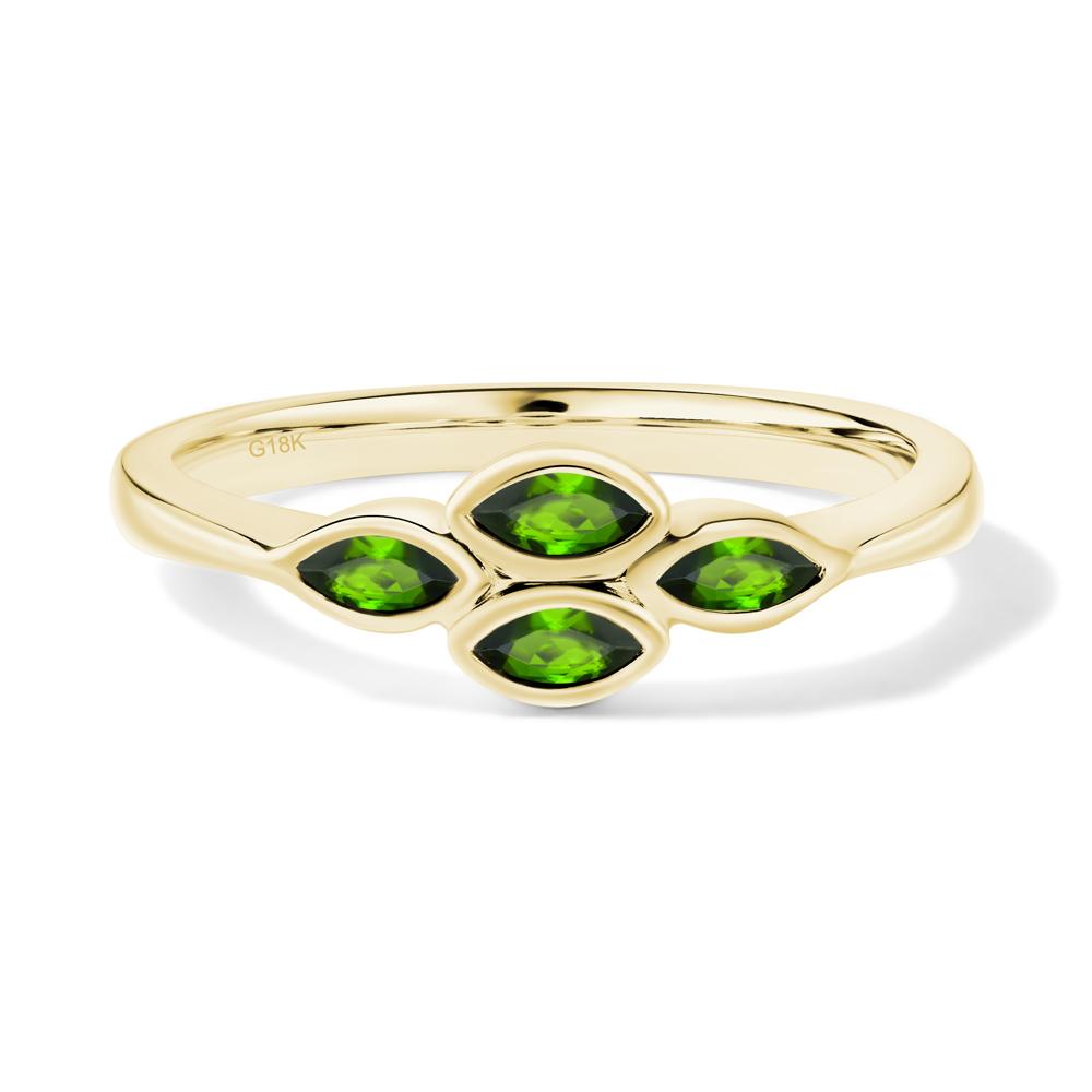 Marquise Cut Diopside Bezel Cluster Ring - LUO Jewelry #metal_18k yellow gold