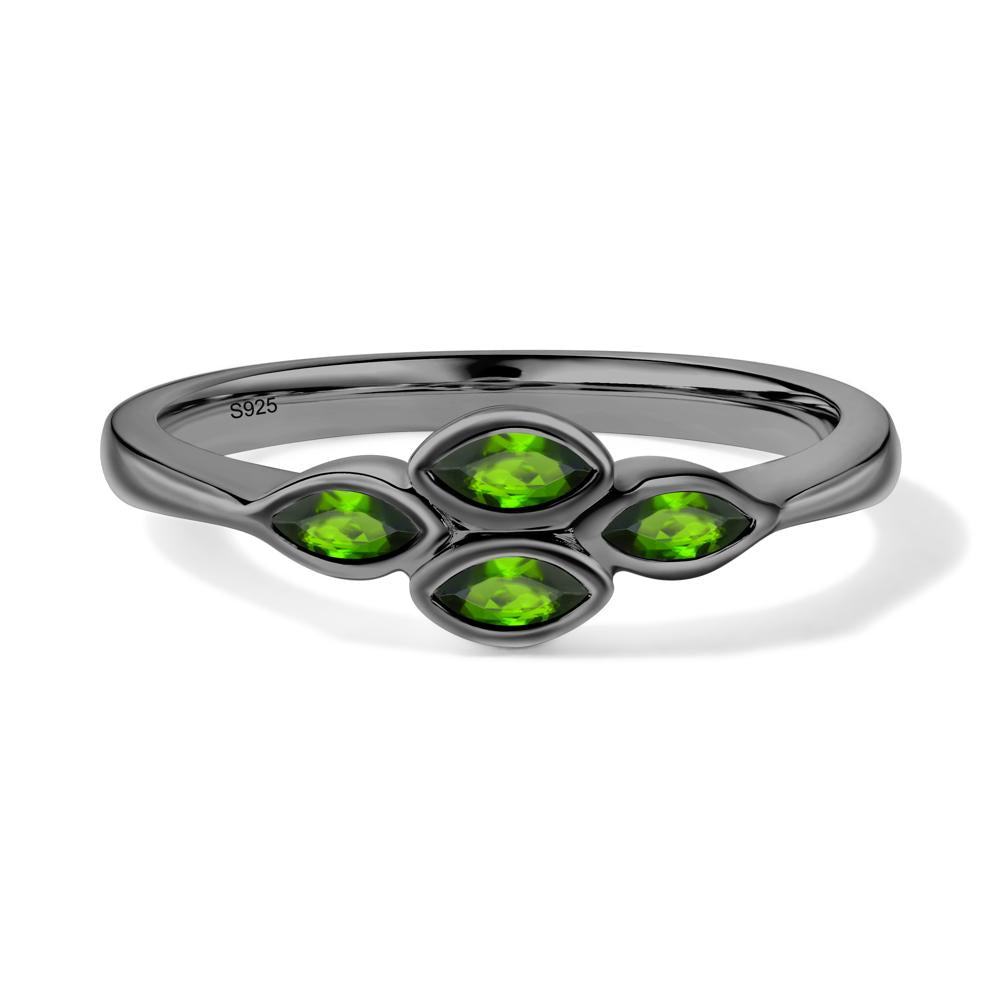 Marquise Cut Diopside Bezel Cluster Ring - LUO Jewelry #metal_black finish sterling silver