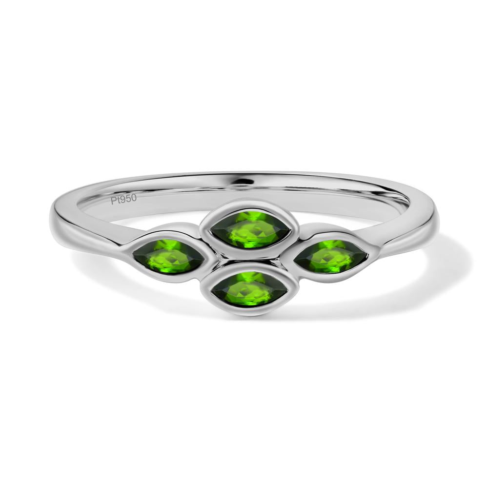 Marquise Cut Diopside Bezel Cluster Ring - LUO Jewelry #metal_platinum