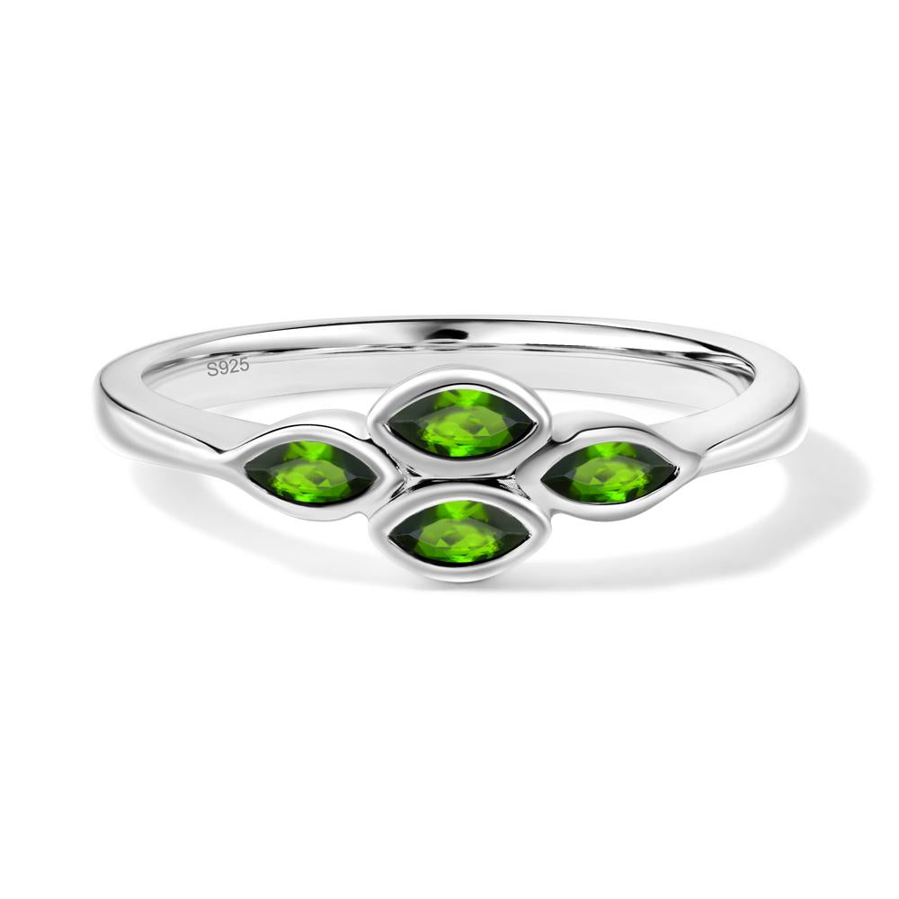 Marquise Cut Diopside Bezel Cluster Ring - LUO Jewelry #metal_sterling silver