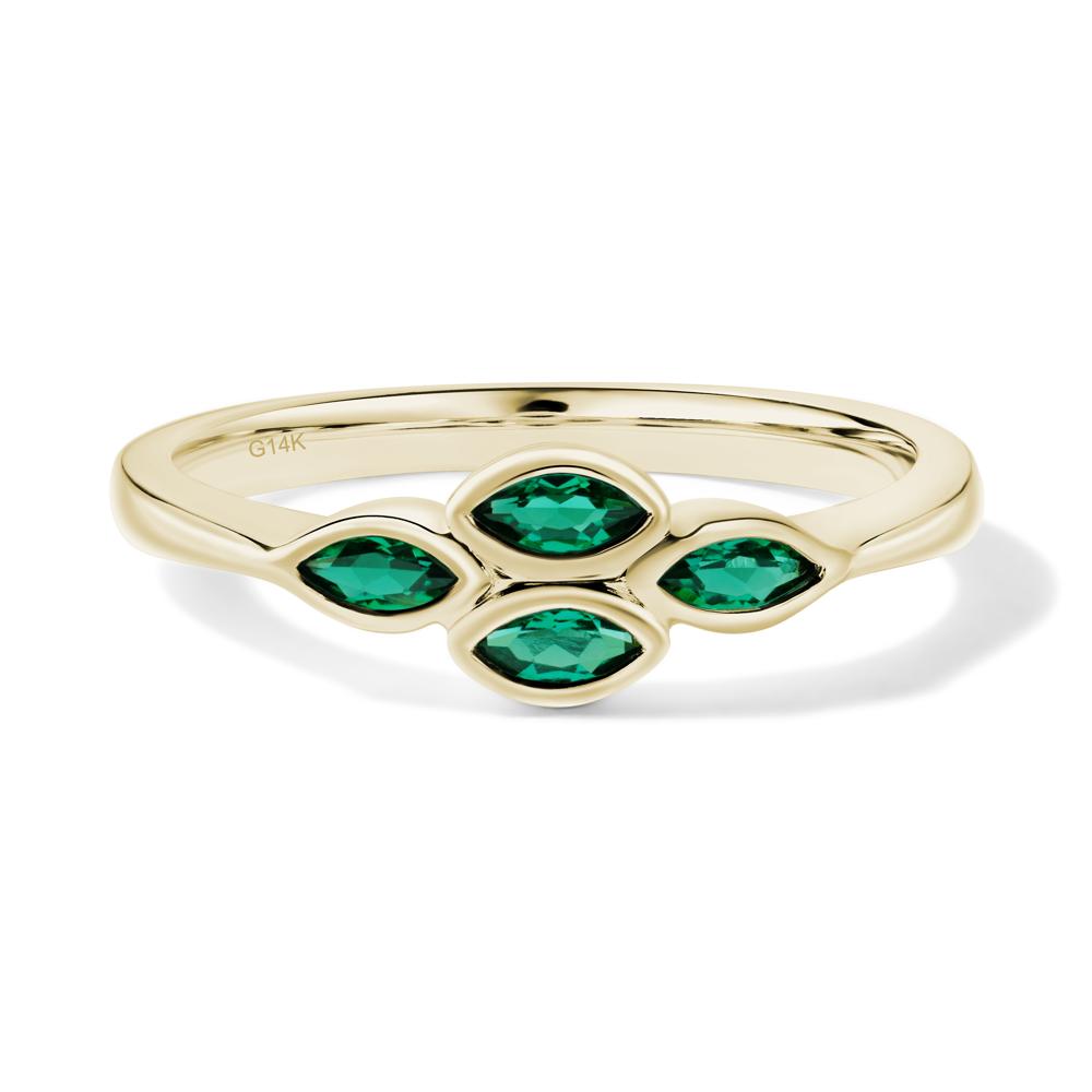 Marquise Cut Emerald Bezel Cluster Ring - LUO Jewelry #metal_14k yellow gold