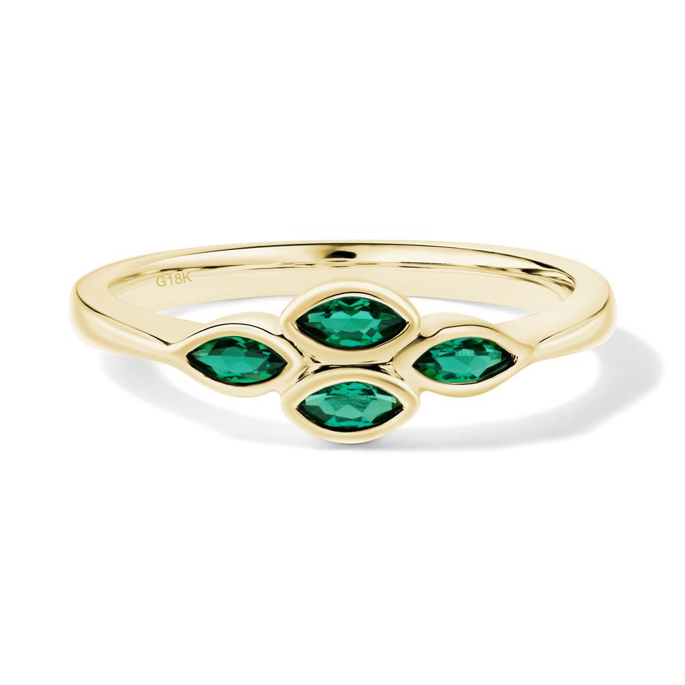 Marquise Cut Emerald Bezel Cluster Ring - LUO Jewelry #metal_18k yellow gold