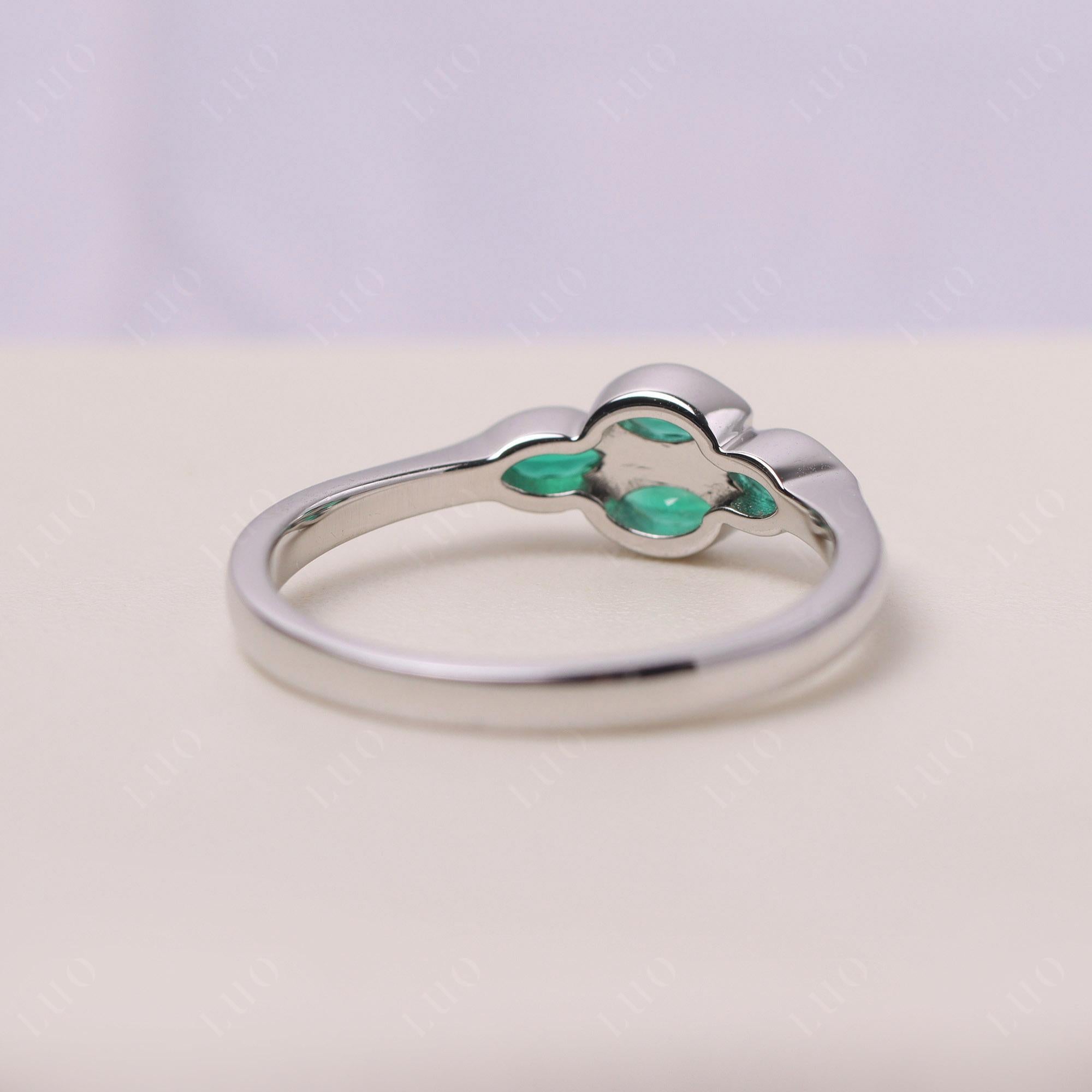 Marquise Cut Emerald Bezel Cluster Ring - LUO Jewelry