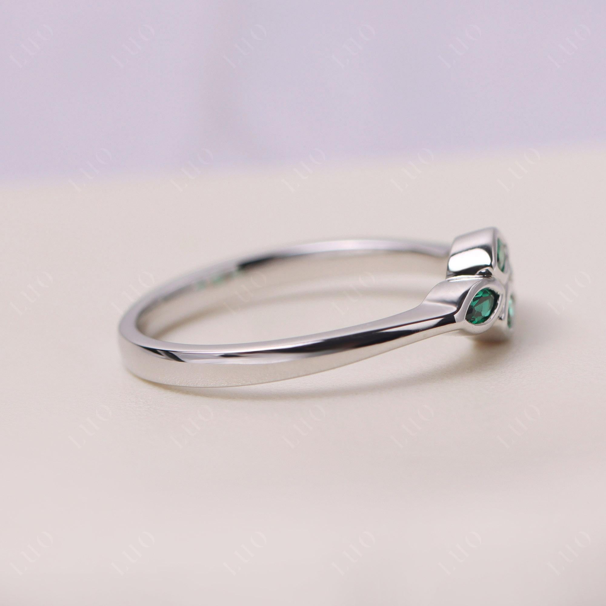 Marquise Cut Emerald Bezel Cluster Ring - LUO Jewelry