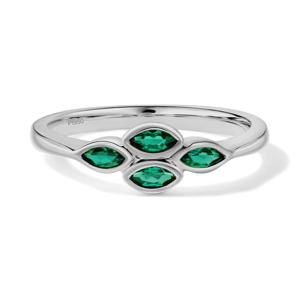 Marquise Cut Emerald Bezel Cluster Ring - LUO Jewelry #metal_platinum