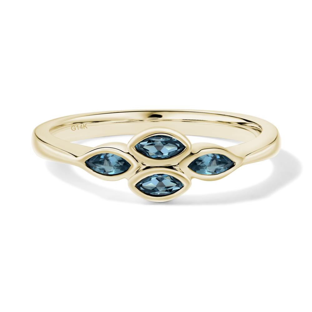 Marquise Cut London Blue Topaz Bezel Cluster Ring - LUO Jewelry #metal_14k yellow gold