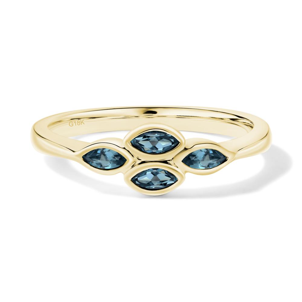 Marquise Cut London Blue Topaz Bezel Cluster Ring - LUO Jewelry #metal_18k yellow gold