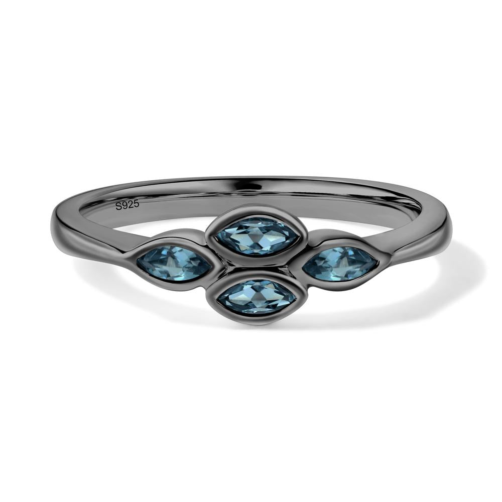 Marquise Cut London Blue Topaz Bezel Cluster Ring - LUO Jewelry #metal_black finish sterling silver