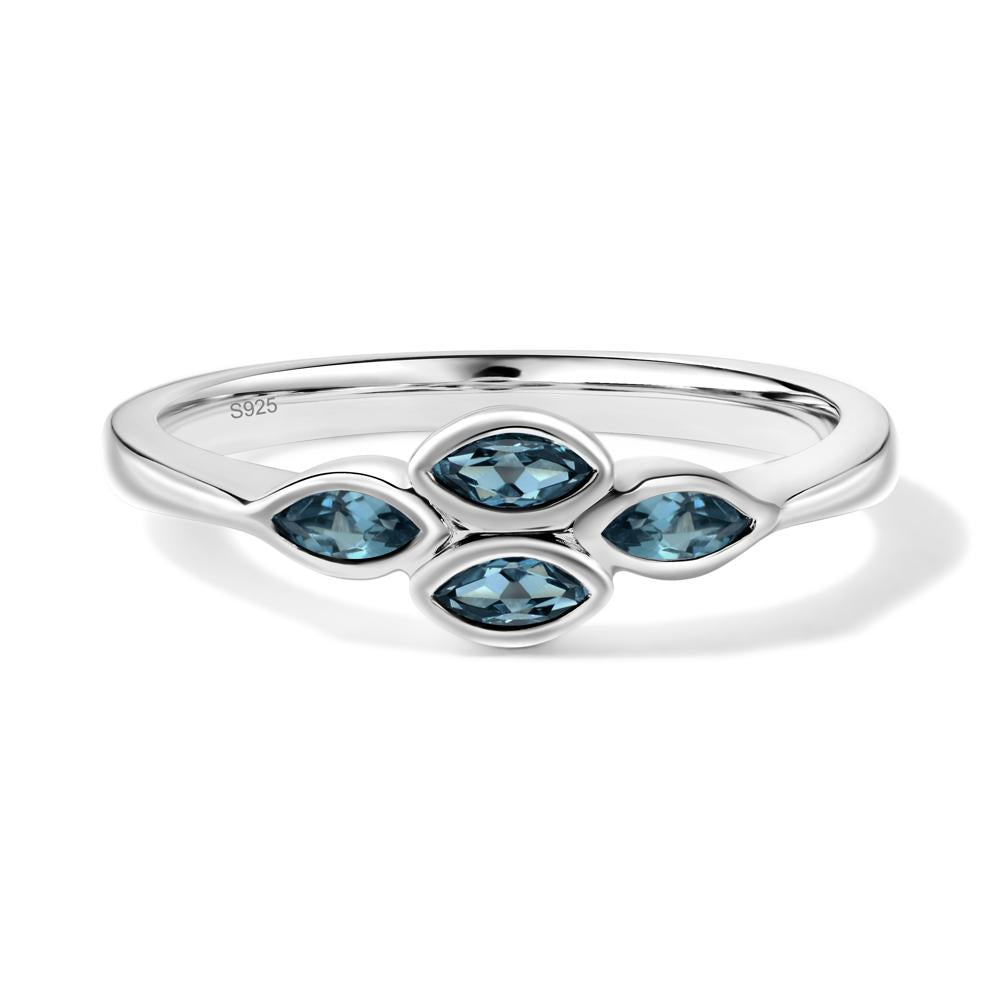 Marquise Cut London Blue Topaz Bezel Cluster Ring - LUO Jewelry #metal_sterling silver
