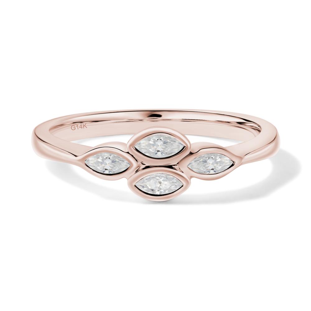 Marquise Cut Moissanite Bezel Cluster Ring - LUO Jewelry #metal_14k rose gold