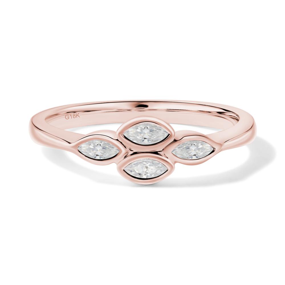 Marquise Cut Moissanite Bezel Cluster Ring - LUO Jewelry #metal_18k rose gold