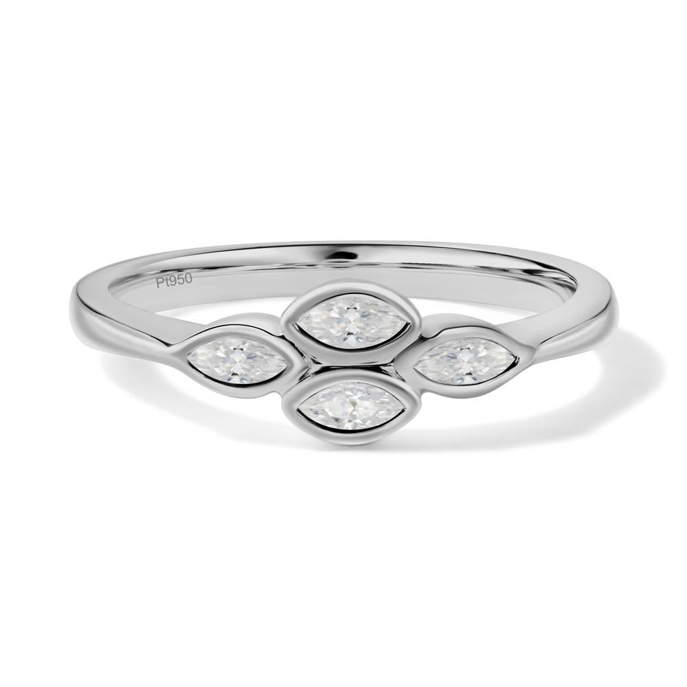 Marquise Cut Moissanite Bezel Cluster Ring - LUO Jewelry #metal_platinum