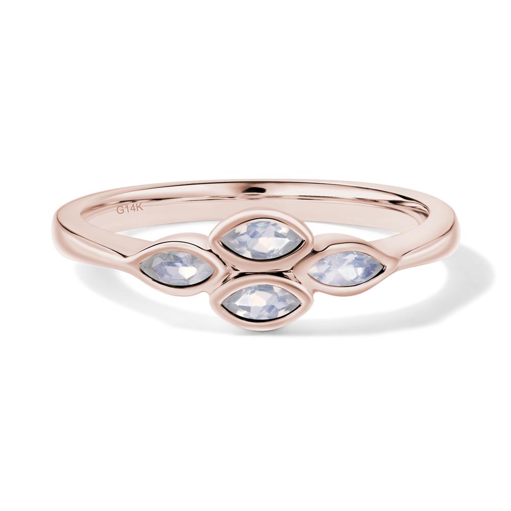 Marquise Cut Moonstone Bezel Cluster Ring - LUO Jewelry #metal_14k rose gold