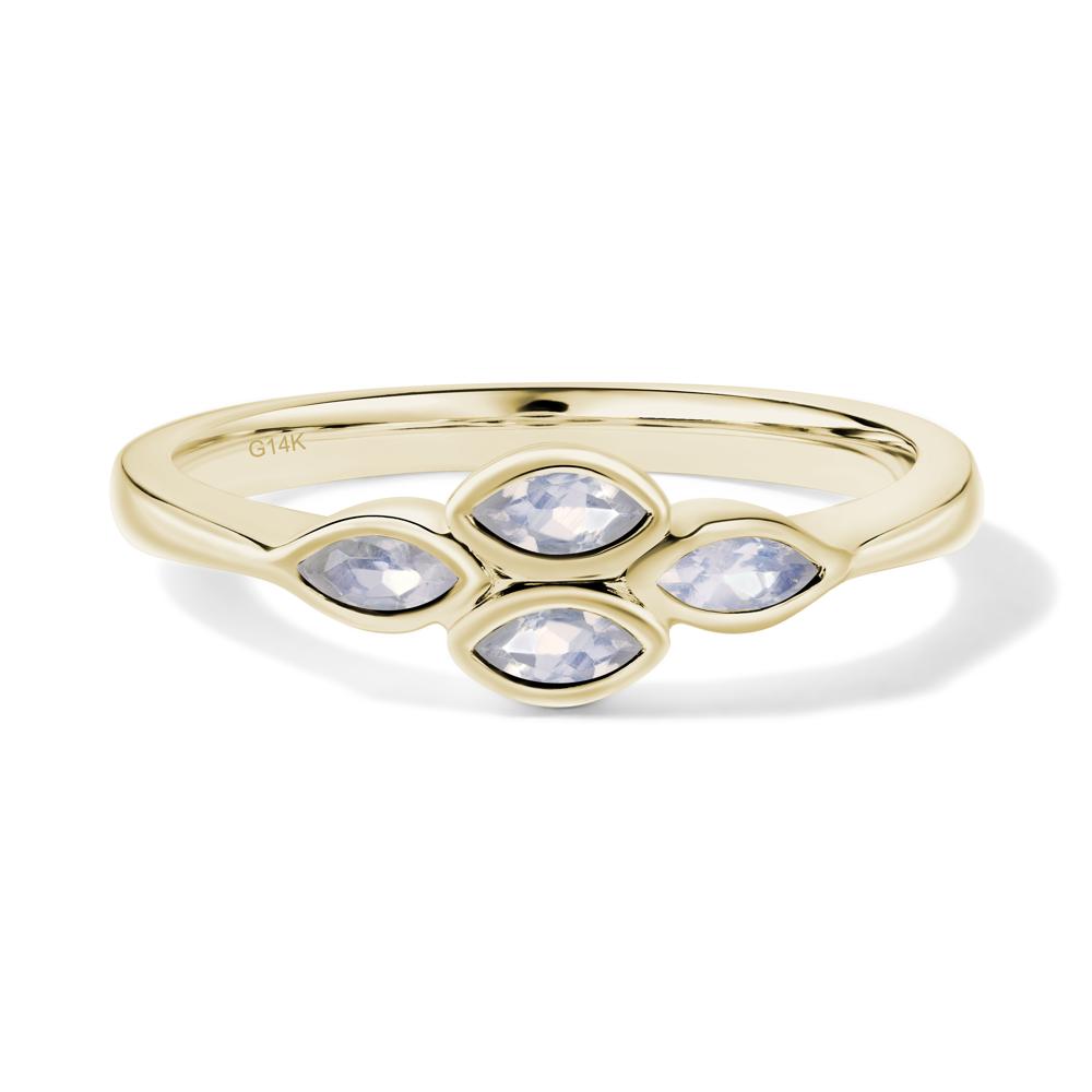 Marquise Cut Moonstone Bezel Cluster Ring - LUO Jewelry #metal_14k yellow gold