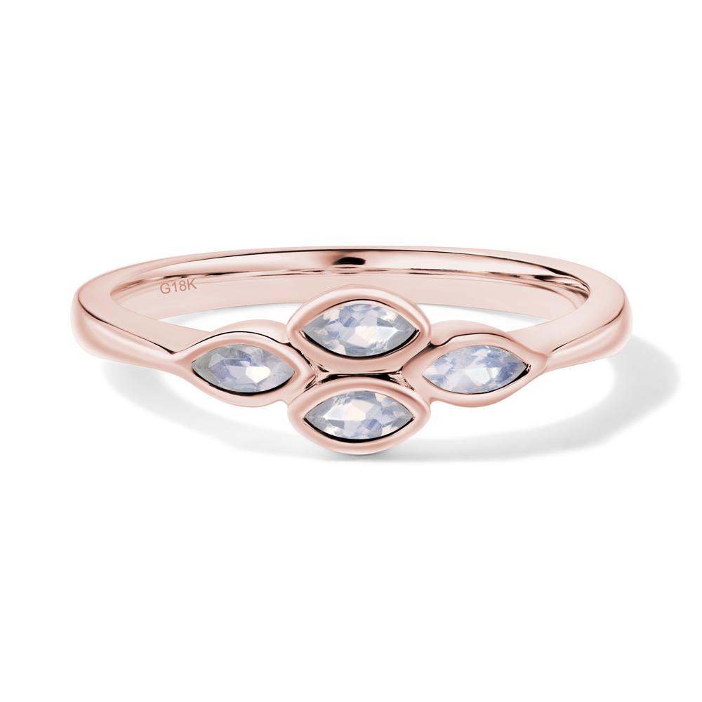 Marquise Cut Moonstone Bezel Cluster Ring - LUO Jewelry #metal_18k rose gold