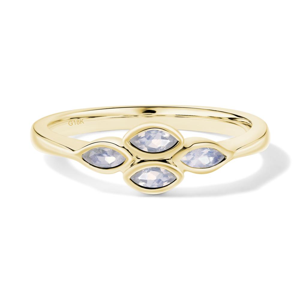 Marquise Cut Moonstone Bezel Cluster Ring - LUO Jewelry #metal_18k yellow gold
