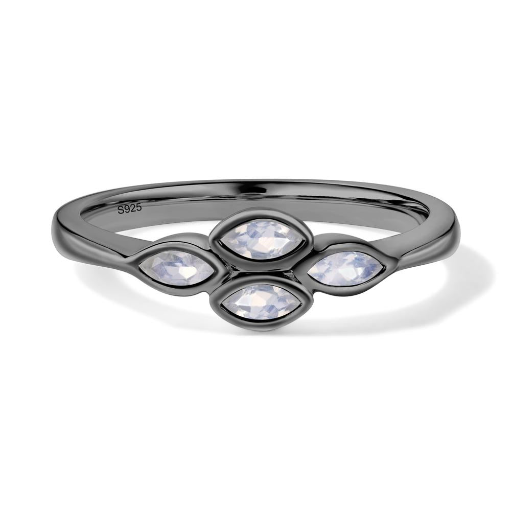 Marquise Cut Moonstone Bezel Cluster Ring - LUO Jewelry #metal_black finish sterling silver