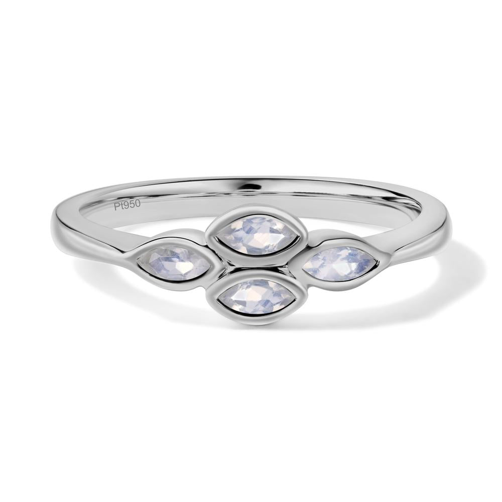 Marquise Cut Moonstone Bezel Cluster Ring - LUO Jewelry #metal_platinum