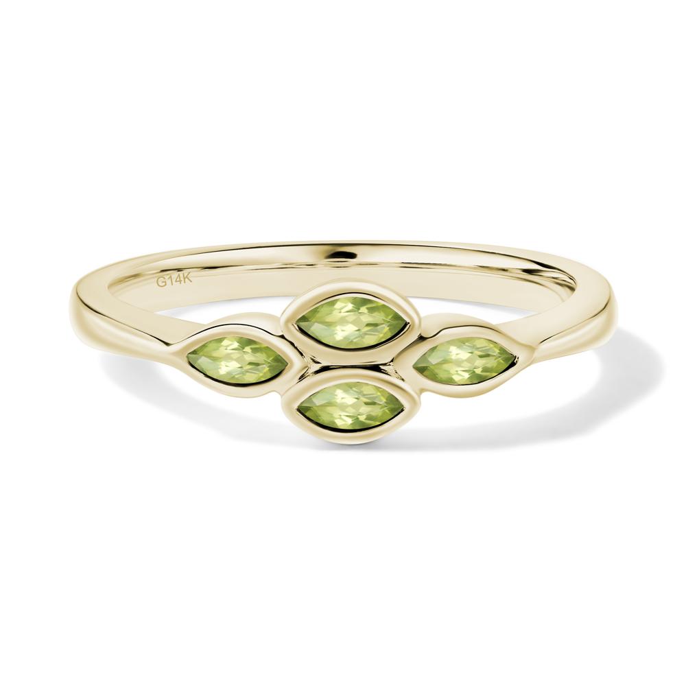 Marquise Cut Peridot Bezel Cluster Ring - LUO Jewelry #metal_14k yellow gold