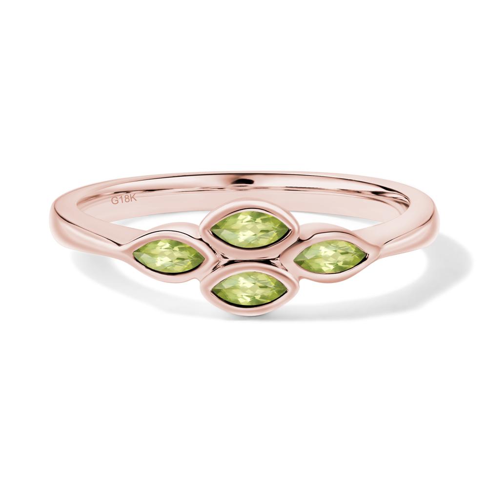 Marquise Cut Peridot Bezel Cluster Ring - LUO Jewelry #metal_18k rose gold