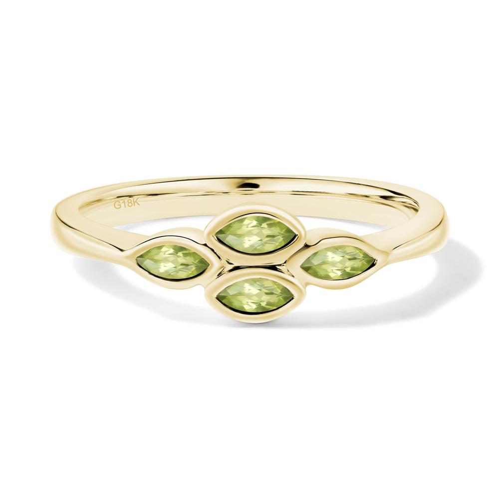 Marquise Cut Peridot Bezel Cluster Ring - LUO Jewelry #metal_18k yellow gold