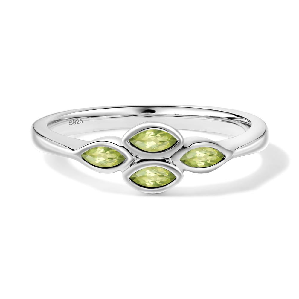 Marquise Cut Peridot Bezel Cluster Ring - LUO Jewelry #metal_sterling silver