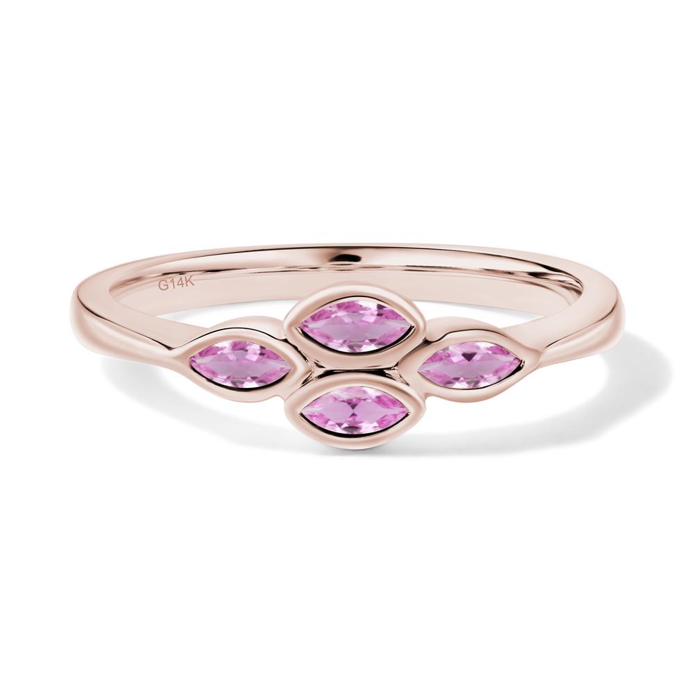 Marquise Cut Pink Sapphire Bezel Cluster Ring - LUO Jewelry #metal_14k rose gold