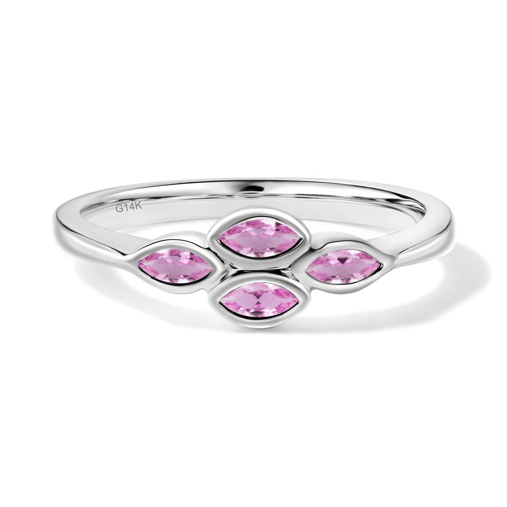 Marquise Cut Pink Sapphire Bezel Cluster Ring - LUO Jewelry #metal_14k white gold