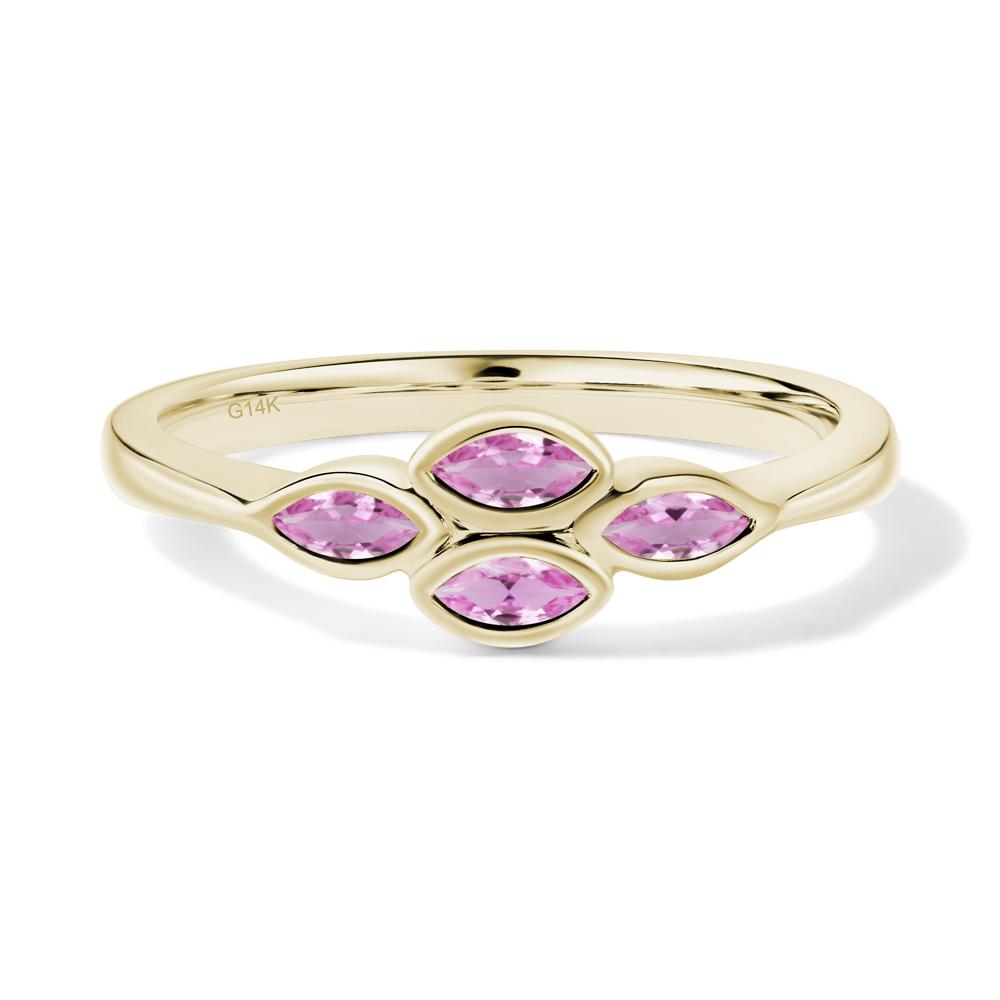 Marquise Cut Pink Sapphire Bezel Cluster Ring - LUO Jewelry #metal_14k yellow gold