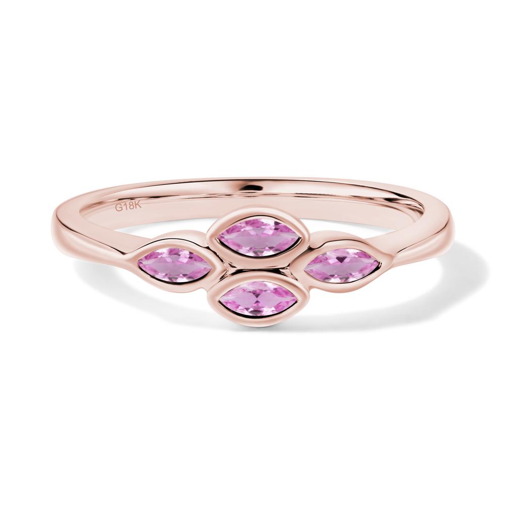 Marquise Cut Pink Sapphire Bezel Cluster Ring - LUO Jewelry #metal_18k rose gold