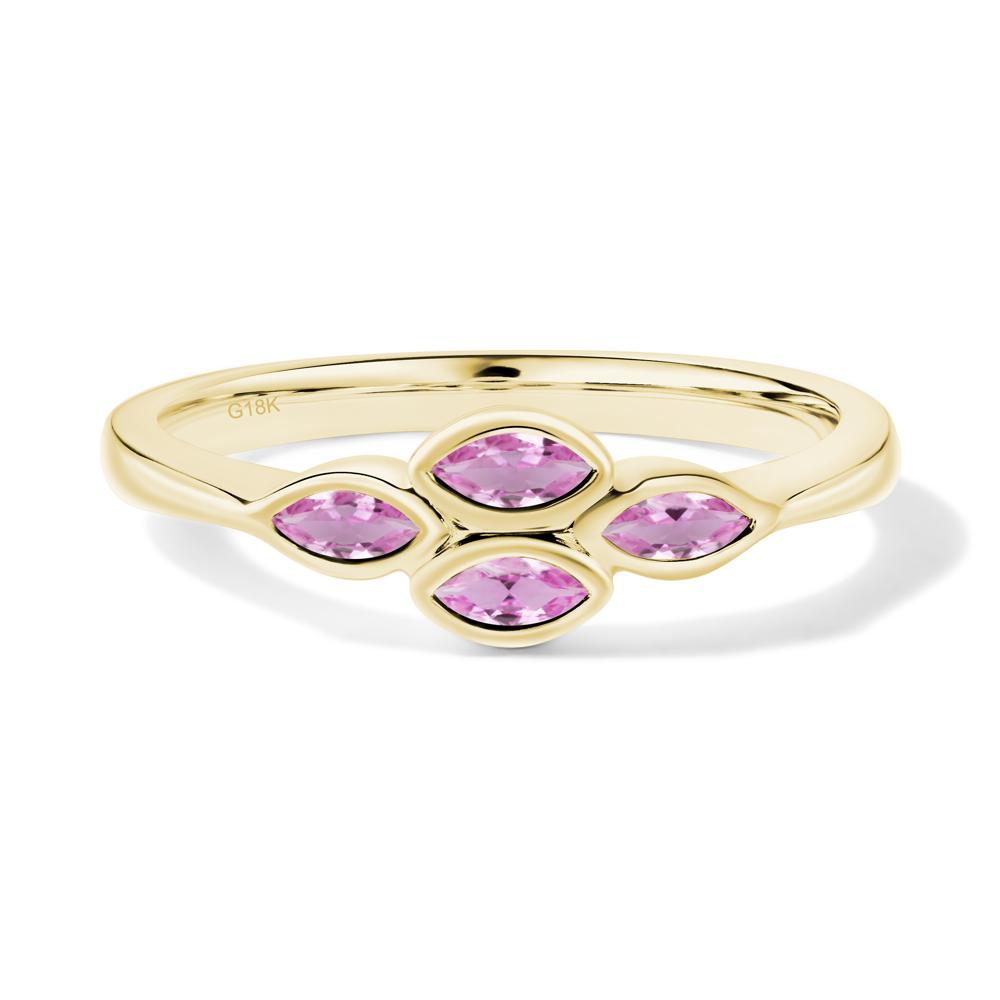 Marquise Cut Pink Sapphire Bezel Cluster Ring - LUO Jewelry #metal_18k yellow gold