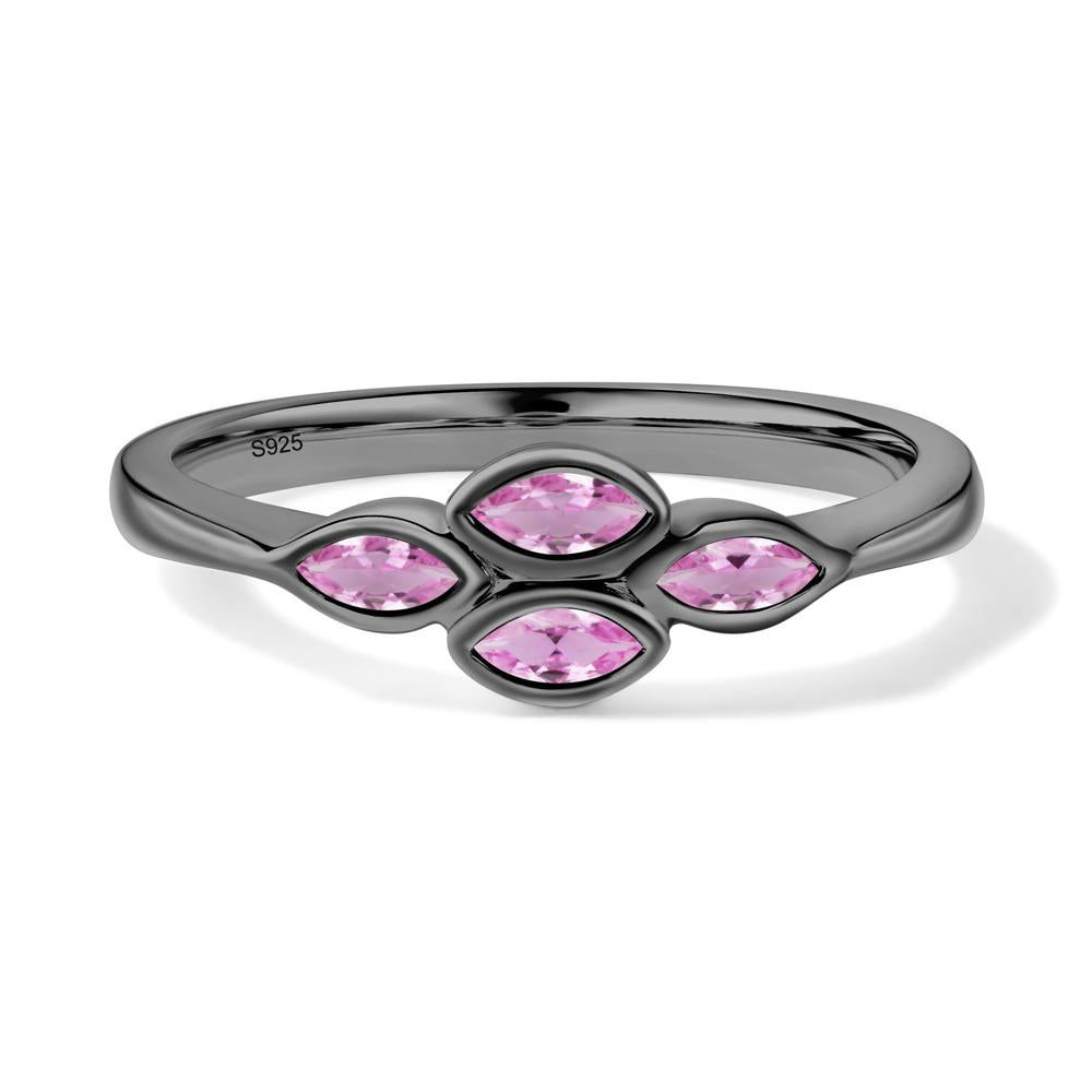 Marquise Cut Pink Sapphire Bezel Cluster Ring - LUO Jewelry #metal_black finish sterling silver