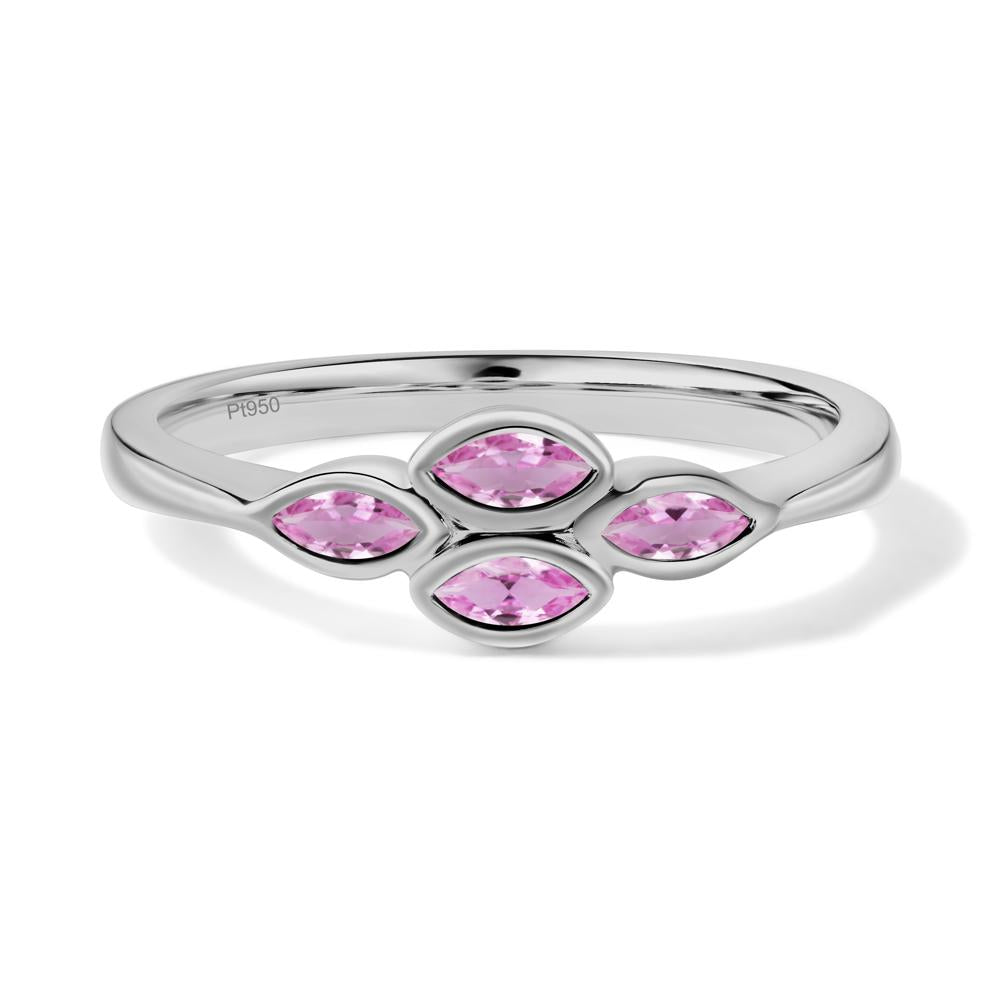 Marquise Cut Pink Sapphire Bezel Cluster Ring - LUO Jewelry #metal_platinum