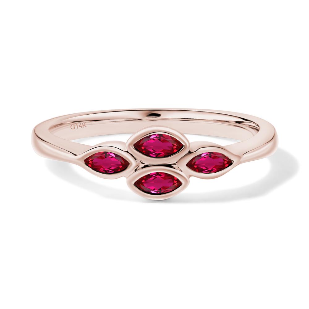 Marquise Cut Ruby Bezel Cluster Ring - LUO Jewelry #metal_14k rose gold