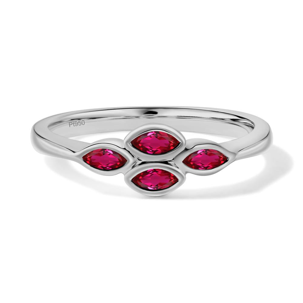 Marquise Cut Ruby Bezel Cluster Ring - LUO Jewelry #metal_platinum