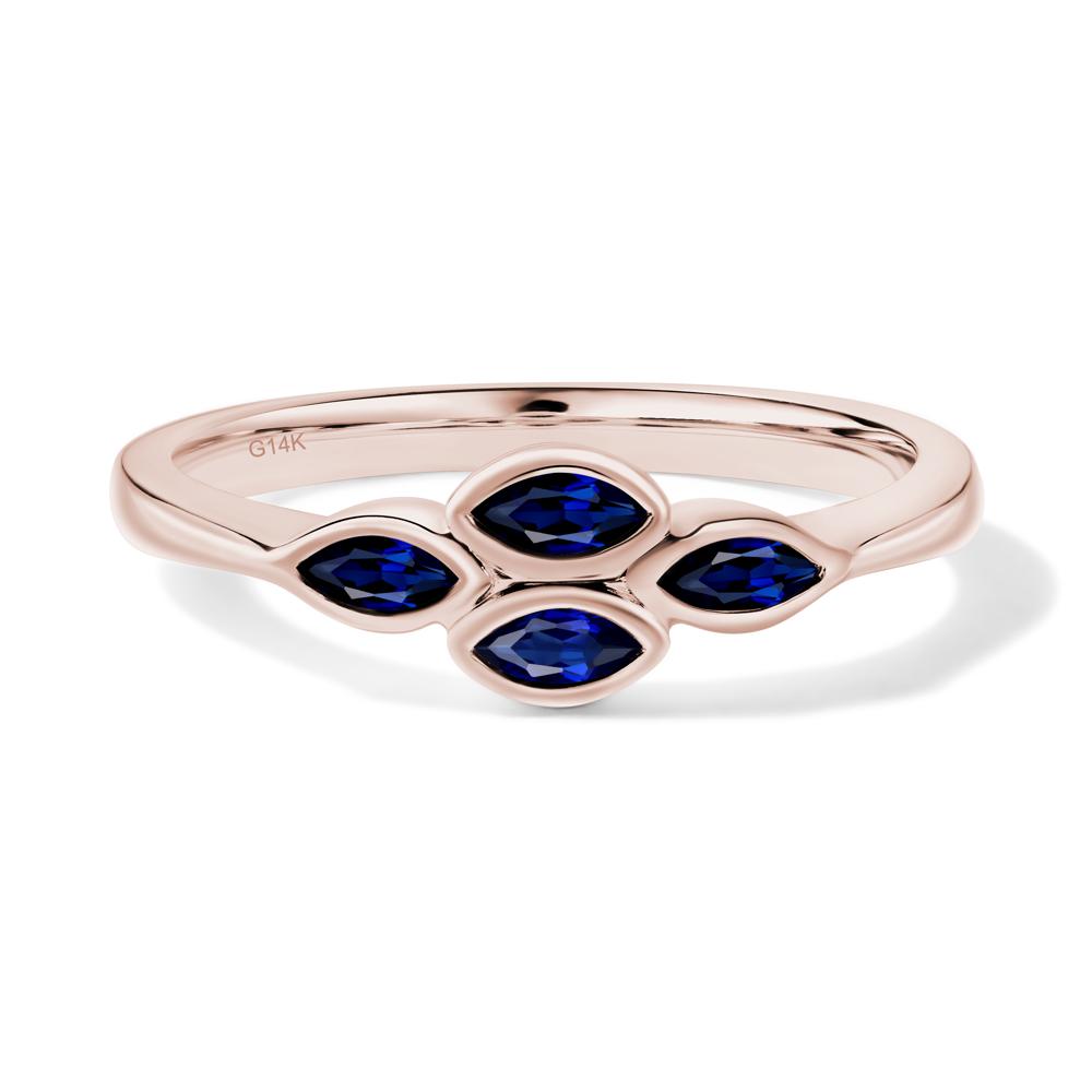 Marquise Cut Sapphire Bezel Cluster Ring - LUO Jewelry #metal_14k rose gold