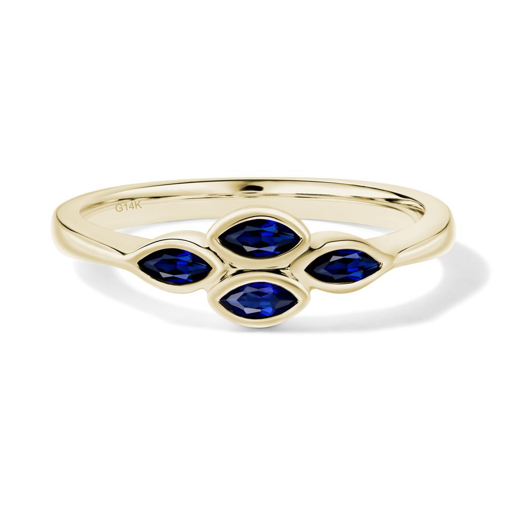 Marquise Cut Sapphire Bezel Cluster Ring - LUO Jewelry #metal_14k yellow gold