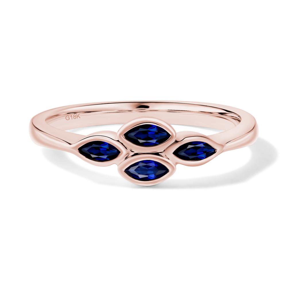 Marquise Cut Sapphire Bezel Cluster Ring - LUO Jewelry #metal_18k rose gold