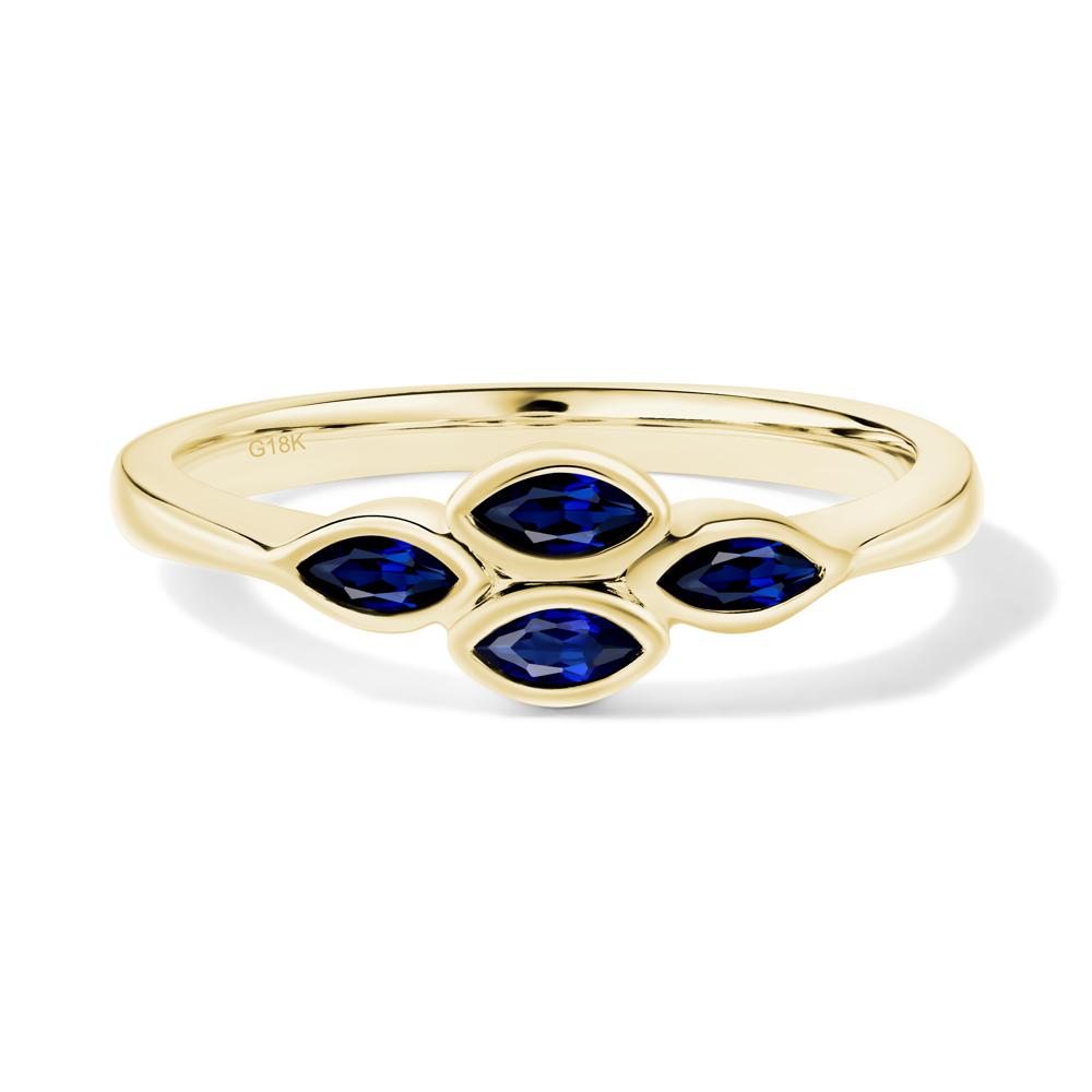 Marquise Cut Sapphire Bezel Cluster Ring - LUO Jewelry #metal_18k yellow gold