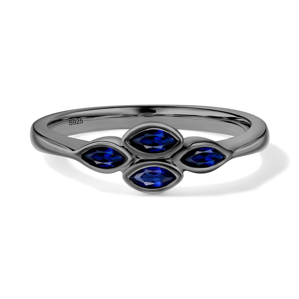 Marquise Cut Sapphire Bezel Cluster Ring - LUO Jewelry #metal_black finish sterling silver