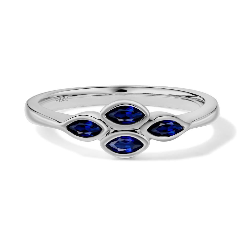 Marquise Cut Sapphire Bezel Cluster Ring - LUO Jewelry #metal_platinum