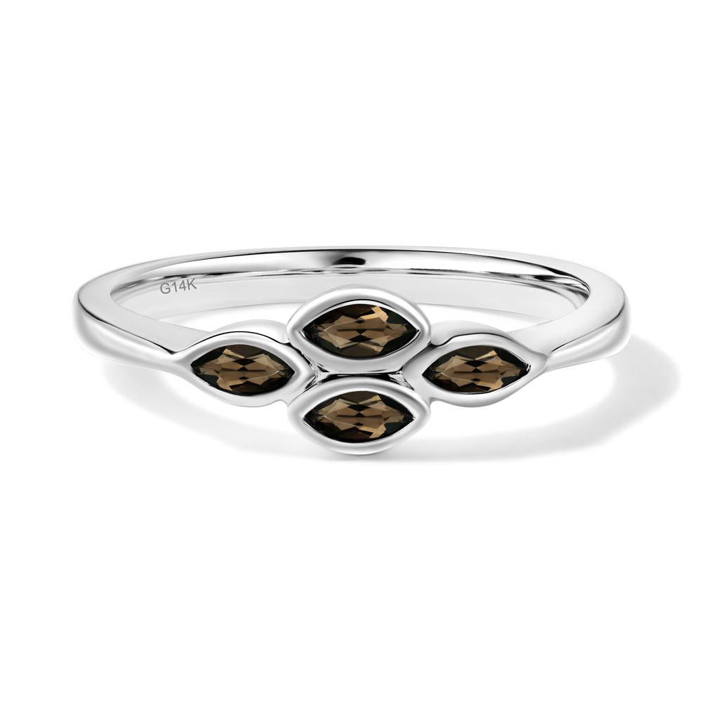 Marquise Cut Smoky Quartz Bezel Cluster Ring - LUO Jewelry #metal_14k white gold