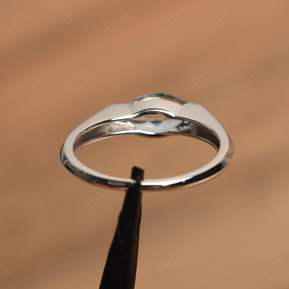 Aquamarine East West Bezel Marquise Ring - LUO Jewelry